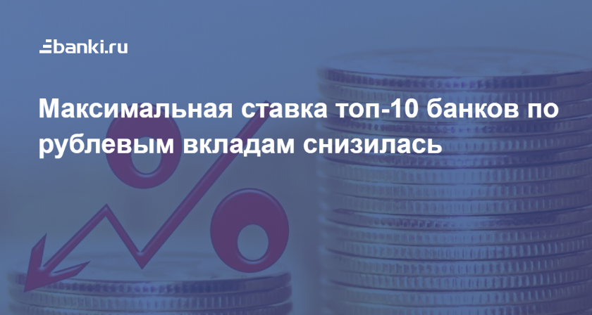 Максимальная ставка топ-10 банков по рублевым вкладам снизилась 07.05.2020 | Банки.ру